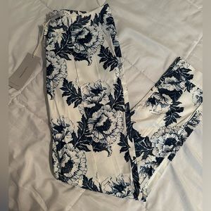 NWT white and blue floral slim fit pants